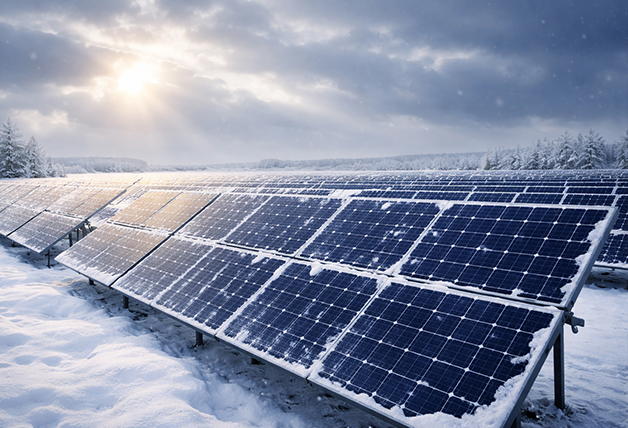 Paneles solares en invierno